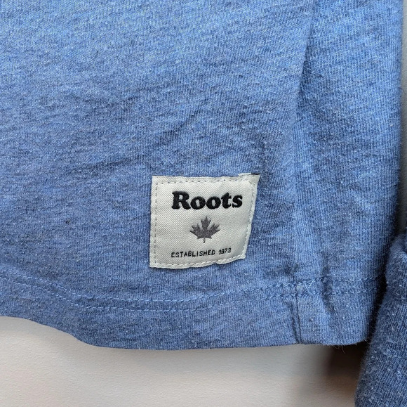 Roots Blue Long Sleeve White Logo Top XS  Woman - Picture 8 of 9